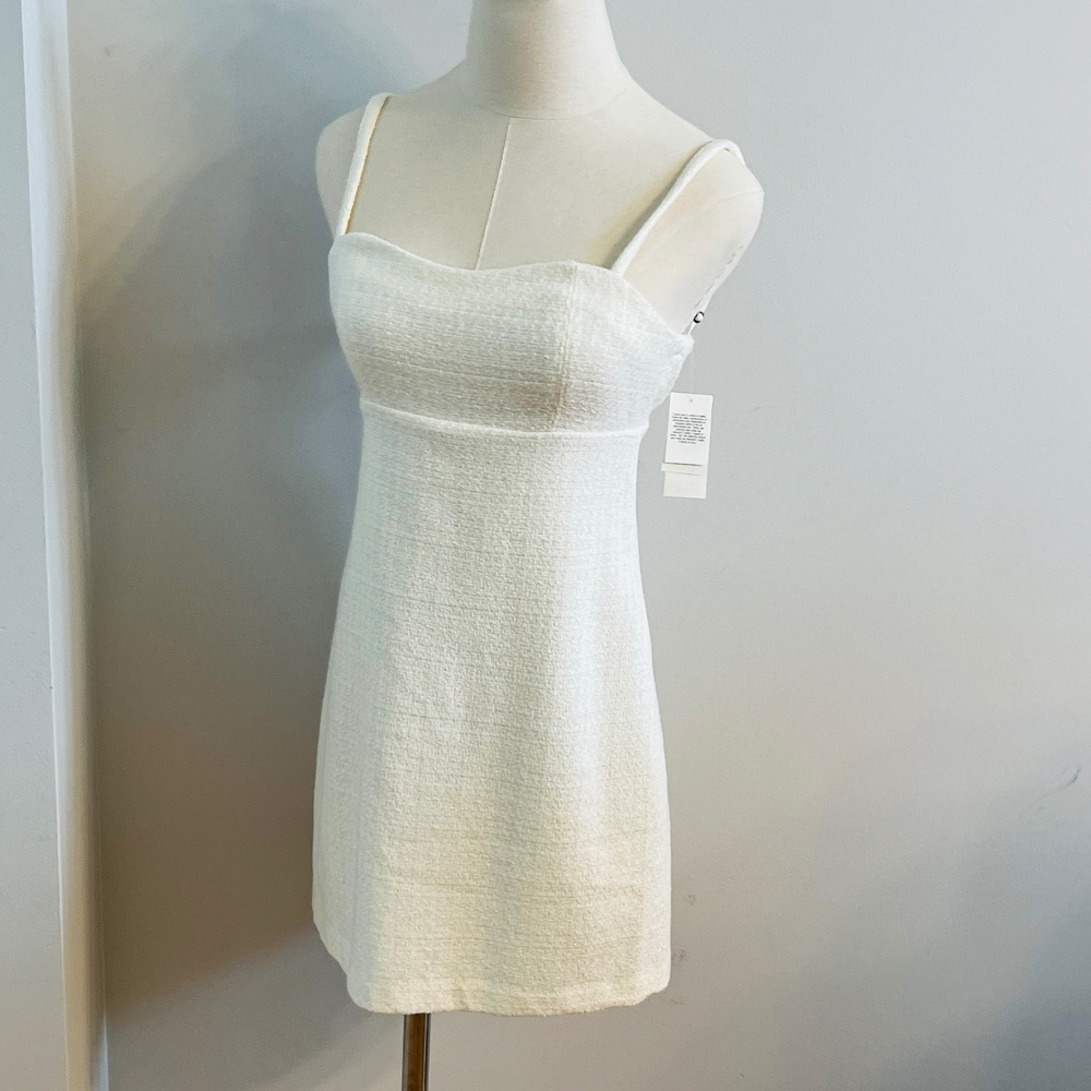 Abercrombie & Fitch White Tweed Mini Dress Sleeveless Spaghetti Strap XS New
